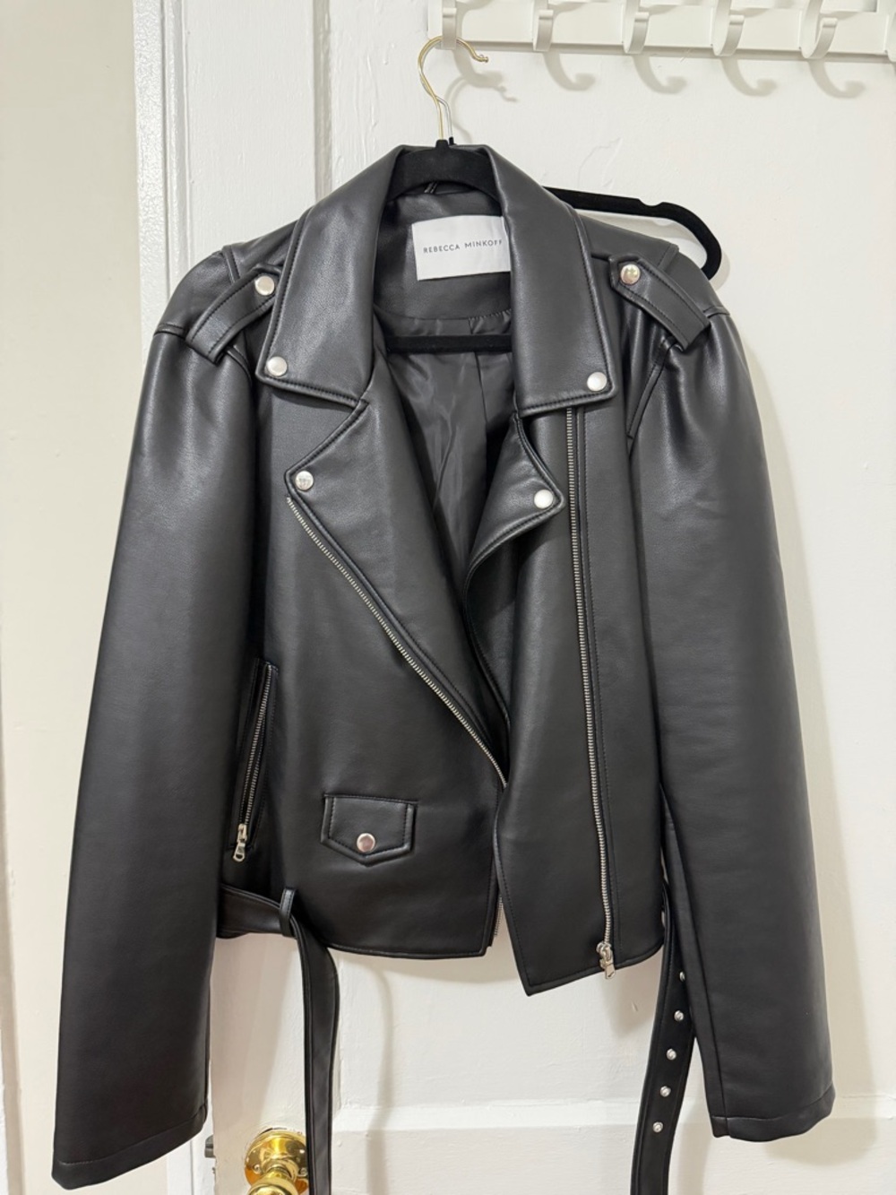 REBECCA MINKOFF faux leather MOTO JACKET in black.
Size large